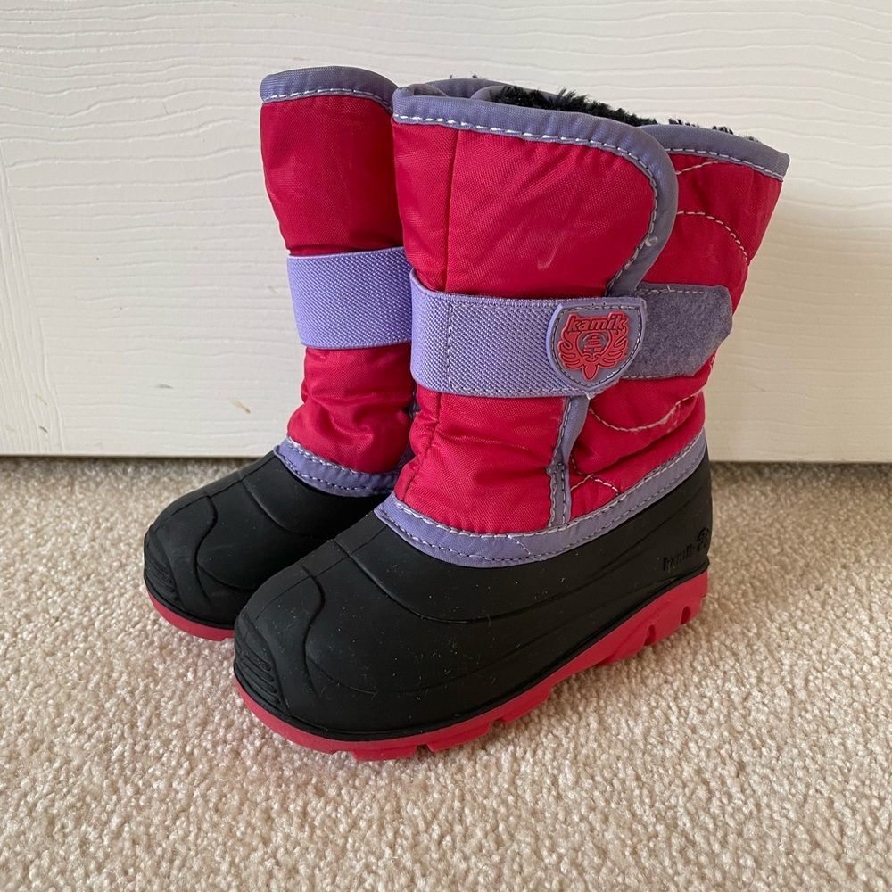 Kamik Kids Red and Purple Waterproof Winter Boots